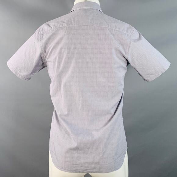 AGNÈS B. Size 38 Navy White Gingham Cotton Button Down Collar Short Sleeve Shirt - Picture 4 of 8